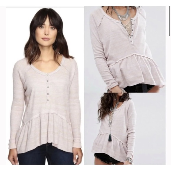Free People Tops - Free People We The Free Pink Thermal Peplum